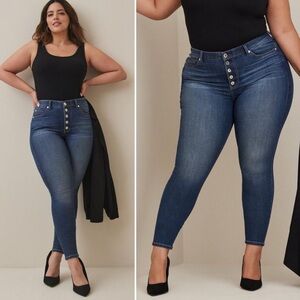 Torrid Bombshell Premium Stretch Skinny Jeans Button Fly Boho Fall Size 24